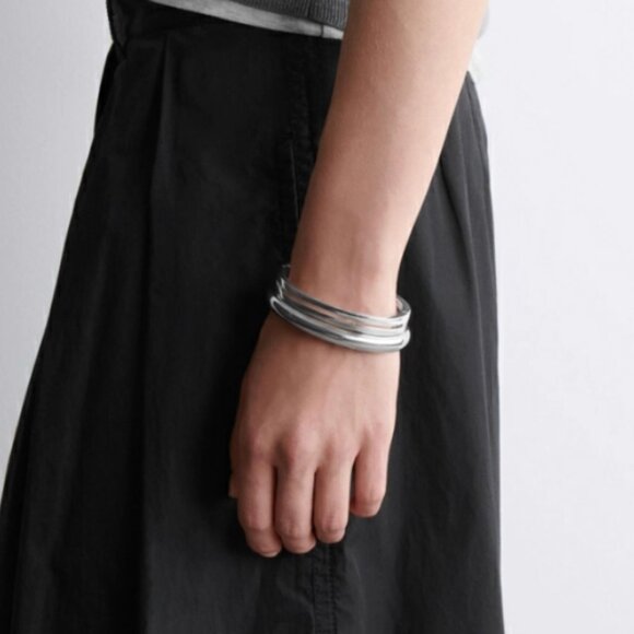 NWT COS Oval Bangle Bracelet Silver Quiet Lux Minimalist - Picture 3 of 4